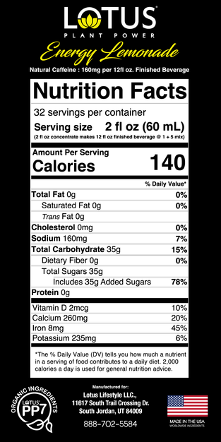 Lotus Energy Lemonade Concentrate